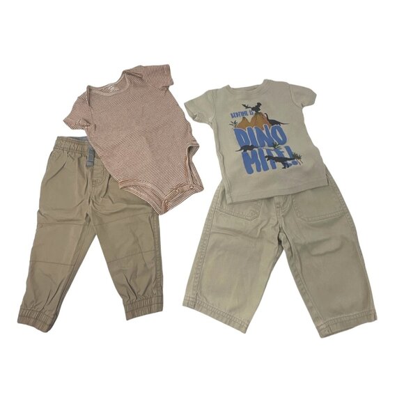 Baby Boy's - Bodysuit & Pants‎ Set + Dino Graphic Tee & Pants - Size 12 Month - Picture 1 of 7